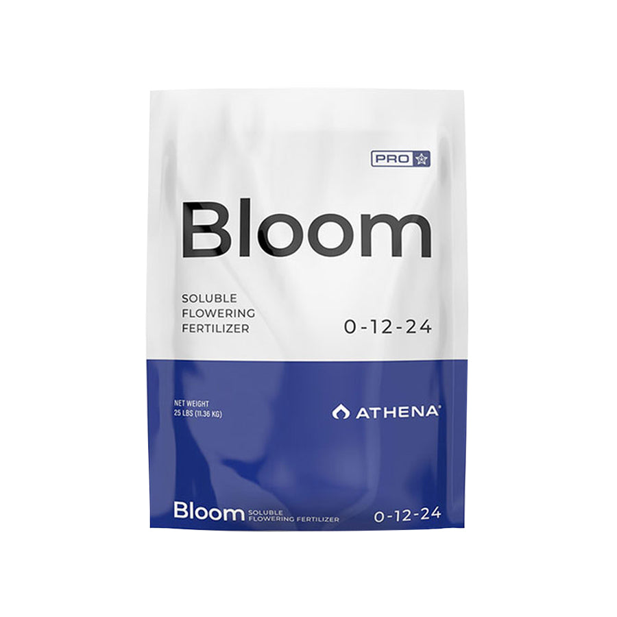 Athena Pro Bloom (0-12-24), a dry fertilizer blend formulated to enhance flowering and fruiting, providing a high phosphorus and potassium ratio for robust bloom development.