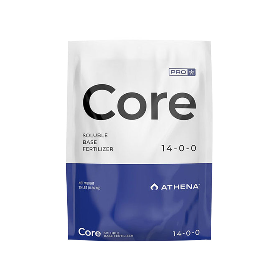 Athena Pro Core (14-0-0), a dry fertilizer blend high in nitrogen, designed to support vigorous vegetative growth and overall plant health.