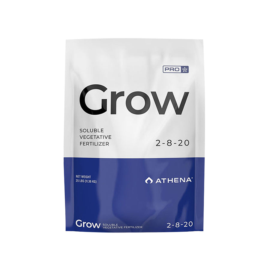 Athena Pro Grow (2-8-20), a dry fertilizer formulated to promote healthy root development and strong vegetative growth, providing essential nutrients for plants.