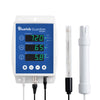 Bluelab Guardian Monitor, a mounted digital device that continuously measures pH, electrical conductivity, and temperature levels for hydroponic systems.