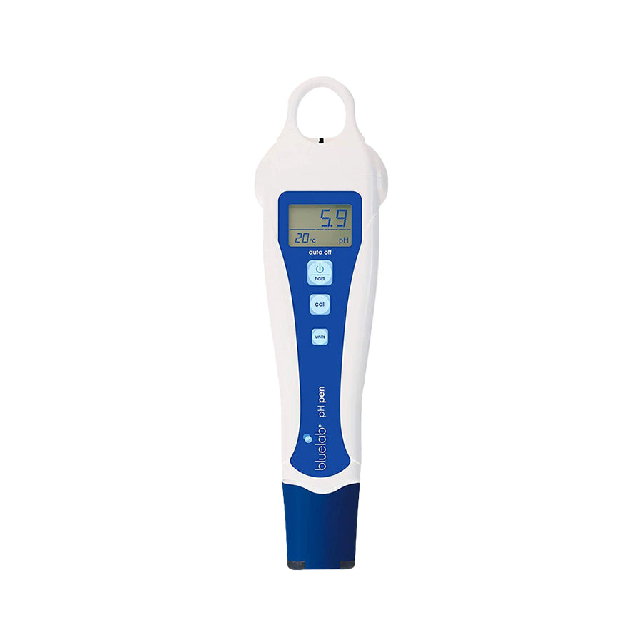 Bluelab pH Pen with LCD screen and probe for measuring pH levels in plant growing solutions.